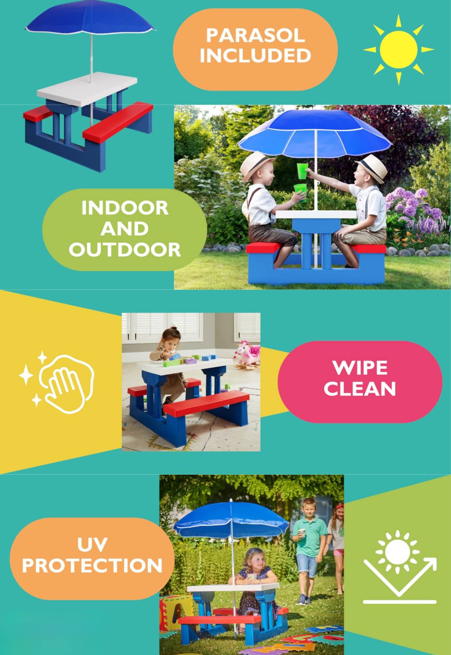 buy toddlers picnic table with umbrella